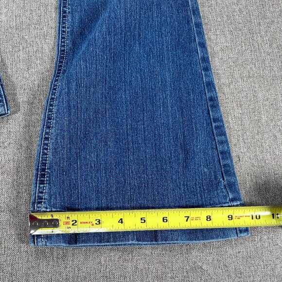 Vintage SO Bell Bottom Denim Jeans Women's 5 Blue Distressed Hippie Boho VTG - Picture 14 of 15
